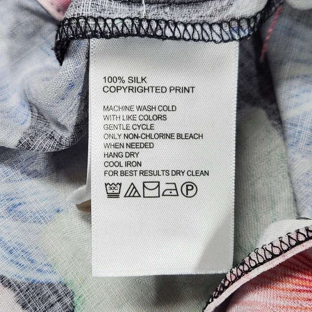 Tommy Bahama Silk Shirt Mens Large Tropical Floral Hawaiian Button Up Black - Picture 9 of 12